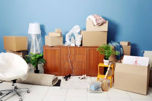 Removal van and moving team ready for a Beddington house move