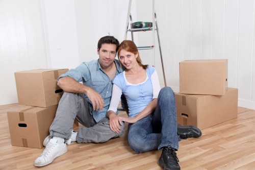 Packed boxes and furniture ready for local removals