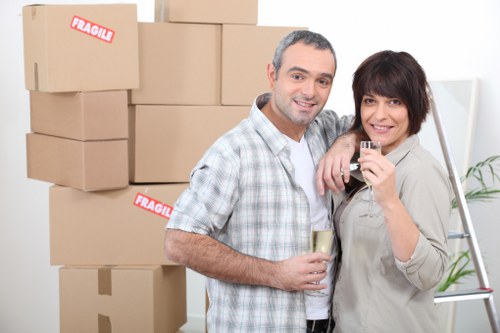 Packed boxes and furniture ready for a Beddington home removal